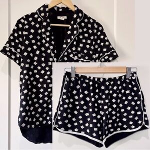 Madewell knit bedtime pajama set in cat person size XS